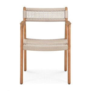 Ethnicraft Jack Woven tuinstoel met armleuningen teak beige koord zonder kussen
