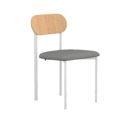 Studio Henk Oblique stoel wit frame houten rugleuning brema lt.grey60 - TOONZAALMODEL