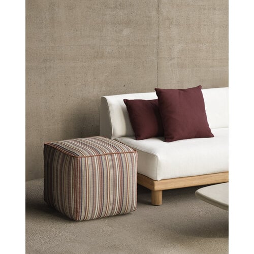 Ethnicraft Zahara outdoor poef terra stripe stof