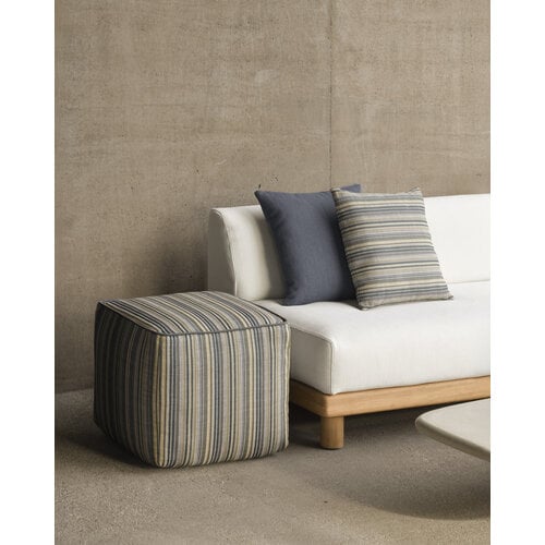 Ethnicraft Zahara outdoor poef blue stripe stof
