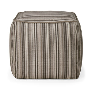 Ethnicraft Zahara pouf outdoor en tissu grey stripe