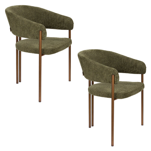 Dutchbone Naida eetkamerstoel bouclé groen