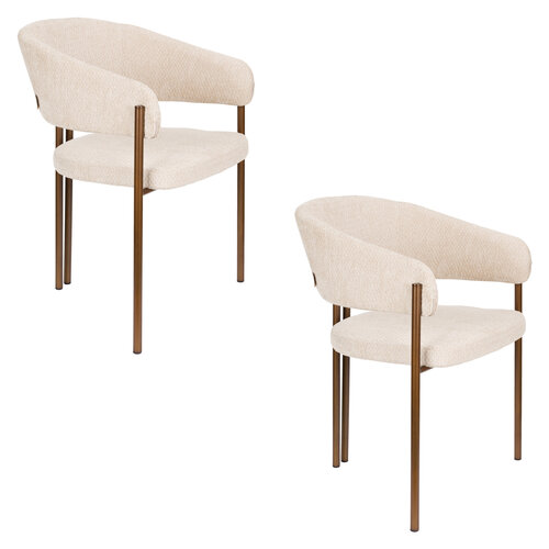 Dutchbone Naida eetkamerstoel bouclé beige