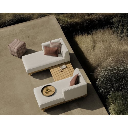 Ethnicraft Zahara outdoor poef terra stripe stof