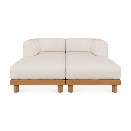Ethnicraft Monocle outdoor modulaire sofa teak loungebed met L arm
