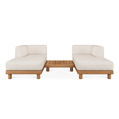 Ethnicraft Monocle outdoor modulaire sofa teak loungebed met L arm