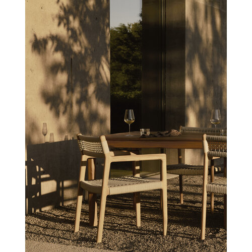 Ethnicraft Jack Woven tuinstoel met armleuningen teak beige koord zonder kussen