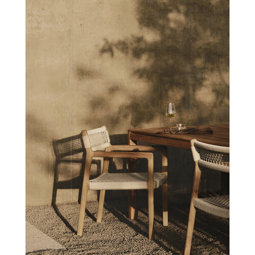 Ethnicraft Jack Woven tuinstoel met armleuningen teak beige koord zonder kussen