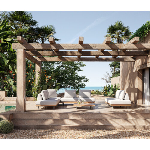 Castle Line Emilio 2zit teak incl kussens shell - incl. cover