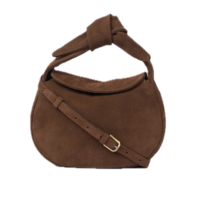 Coco croissant handtas Chocolate - suède klassiek leer