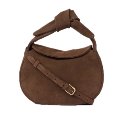 O My Bag Coco croissant handtas Chocolate - suède klassiek leer