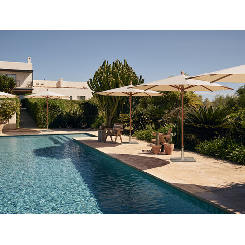 Glatz Piazza parasol aluminium houtlook stof 422 taupe Glatz Piazza parasol aluminium houtlook stof 422 taupe