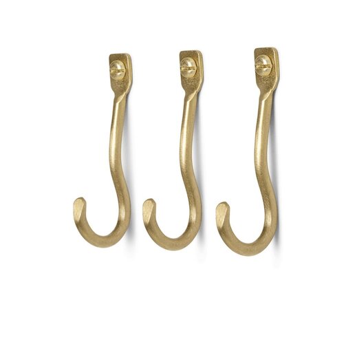 Ferm Living Curvature haakjes messing - set van 3