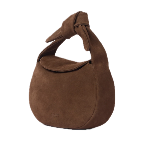 O My Bag Coco croissant handtas Chocolate - suède klassiek leer