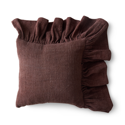 HKLiving Ruffle kussen chestnut 50x50cm