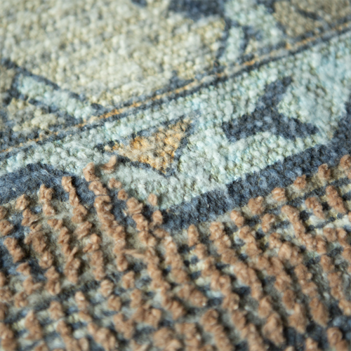 HKLiving Bedrukt tapijt rood/blauw vierkant - TOONZAALMODEL