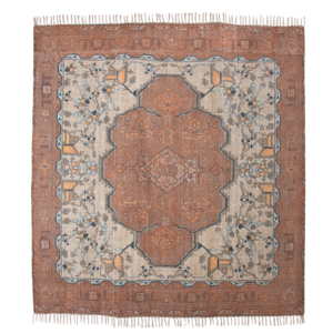 HKLiving Tapis imprimé rouge/bleu carré MODÈLE D'EXPOSITION