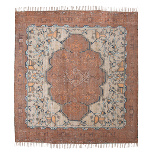 HKLiving Bedrukt tapijt rood/blauw vierkant - TOONZAALMODEL