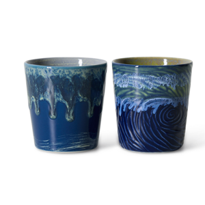 HKLiving 70s koffiekopjes Van Gogh starry night – set van 2