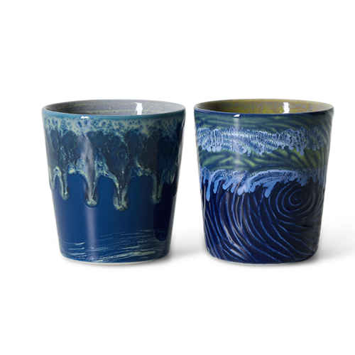 HKLiving 70s koffiekopjes Van Gogh starry night – set van 2