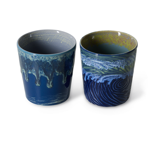 HKLiving 70s koffiekopjes Van Gogh starry night – set van 2