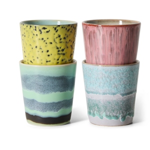 HKLiving 70s tasses à café Artistic – lot de 4