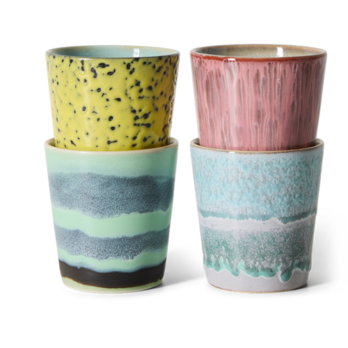 HKLiving 70s tasses à café Artistic – lot de 4