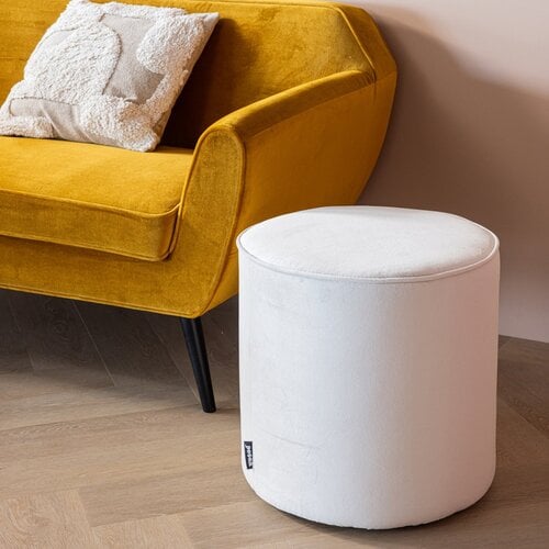 WOOOD Sara poef hoog velvet off-white