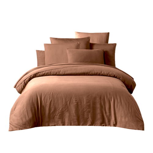 Haomy Taloa kussensloop gewassen katoensatijn mocaccino 50 x 70 cm