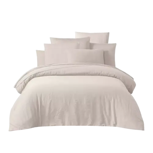 Haomy Taloa dekbedovertrek gewassen katoensatijn craie 240 x 220 cm