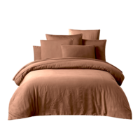 Taloa dekbedovertrek gewassen katoensatijn mocaccino 240 x 220 cm