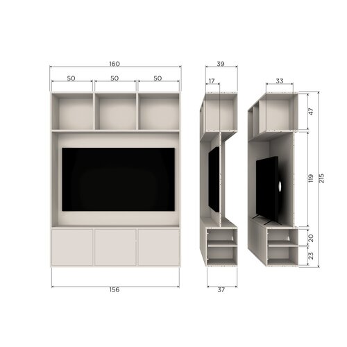 WOOOD Meggy tv opbergkast grenen dust 160 cm WOOOD Meggy tv opbergkast grenen dust 160 cm