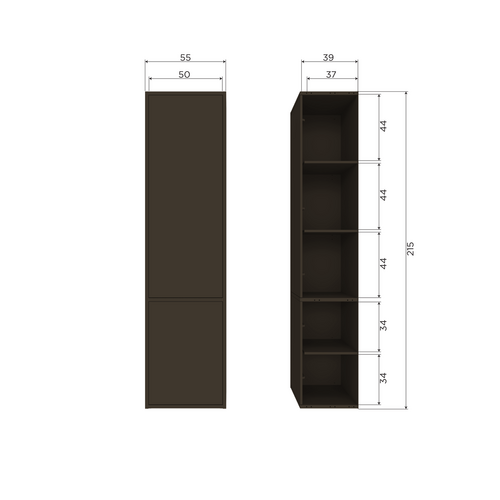 WOOOD Meggy smalle opbergkast grenen middenbruin 55 cm