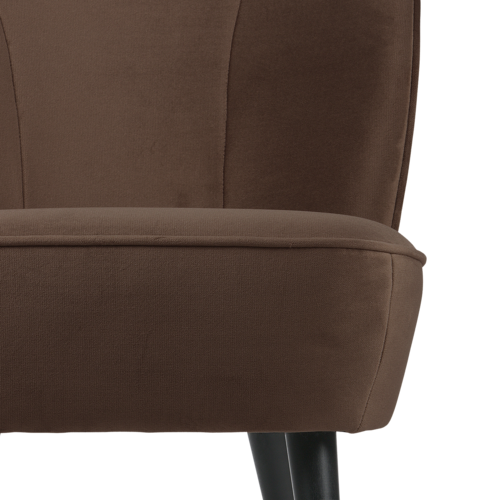WOOOD Sara fauteuil fluweel donkerbruin
