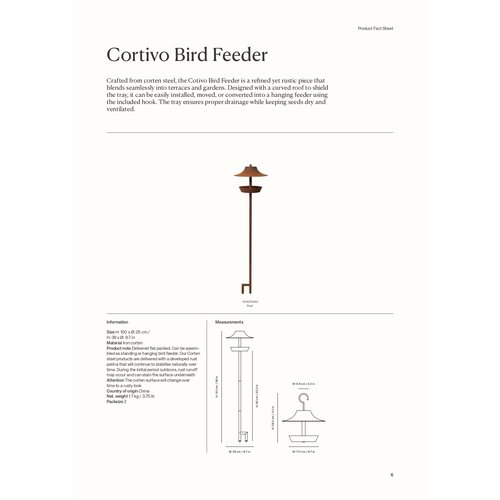 Ferm Living Cortivo vogelvoederhuisje roest