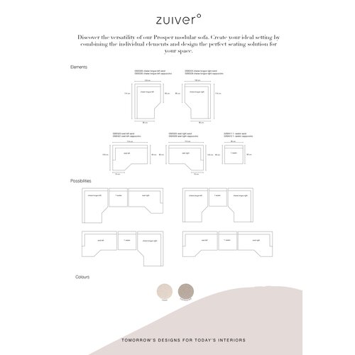 Zuiver Prosper canapé gauche cappuccino Zuiver Prosper canapé gauche cappuccino