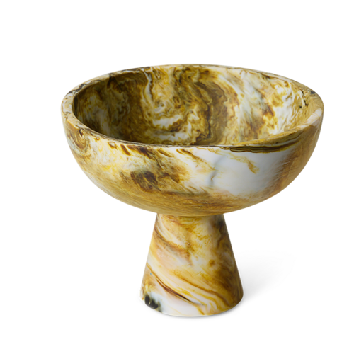 HKLiving Bowl op voet marmer oker