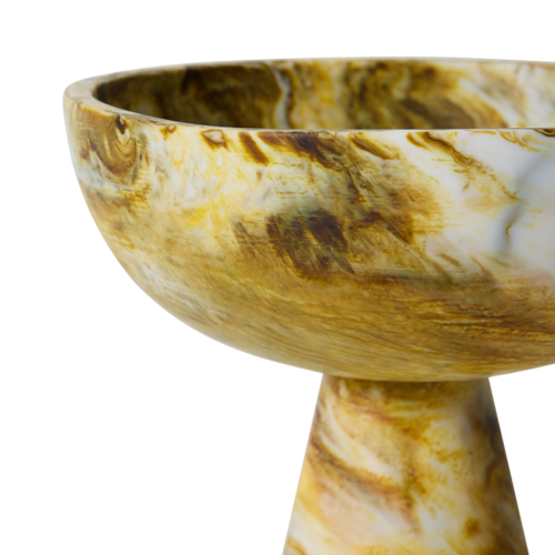 HKLiving Bowl op voet marmer oker