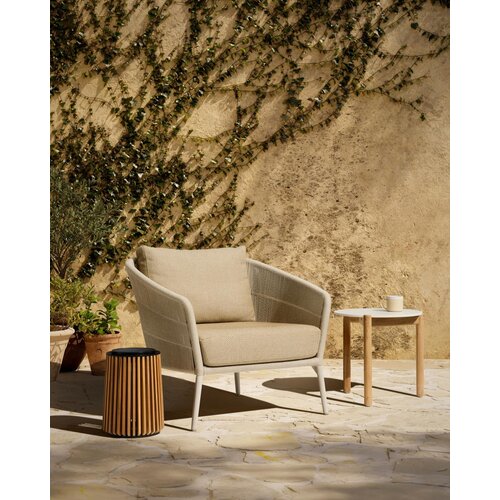 Vincent Sheppard Akari loungestoel aluminium dune white touw flax zit- en rugkussen santal