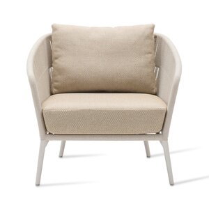 Vincent Sheppard Akari loungestoel aluminium dune white touw flax zit- en rugkussen santal