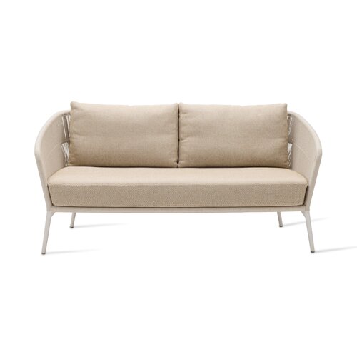 Vincent Sheppard Akari lounge sofa 2,5-zit aluminium dune white touw flax zit- en rugkassen santal