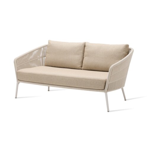 Vincent Sheppard Akari lounge sofa 2,5-zit aluminium dune white touw flax zit- en rugkassen santal