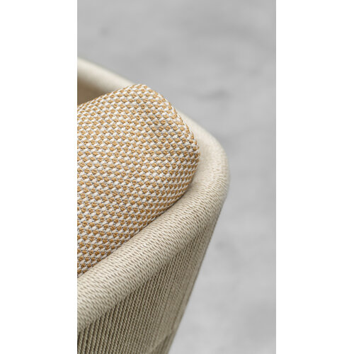 Vincent Sheppard Akari lounge sofa 2,5-zit aluminium dune white touw flax zit- en rugkassen santal