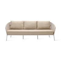 Akari lounge sofa 3-zit aluminium dune white touw flax zit- en rugkussen santal