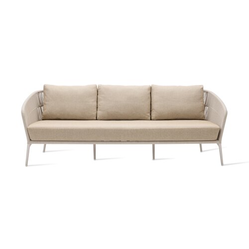 Vincent Sheppard Akari lounge sofa 3-zit aluminium dune white touw flax zit- en rugkussen santal