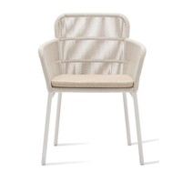 Akari tuinstoel dune white touw flax zitkussen santal