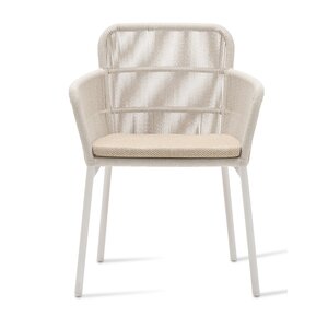 Vincent Sheppard Akari chaise de jardin dune white corde flax coussin d'assise santal Vincent Sheppard Akari chaise de jardin dune white corde flax coussin d'assise santal