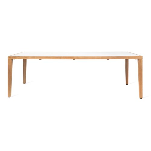 Vincent Sheppard Volta tuintafel 240x100 onderstel teak top keramiek masai blanco