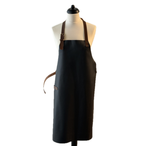 Verstee Leather Crafts Keukenschort leder rivet zwart/cognac stevige halsriem Verstee Leather Crafts Keukenschort leder rivet zwart/cognac stevige halsriem