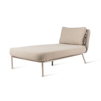Kodo modular outdoor canapé chaise longue gauche dune white incl. coussin d'assise et de dossier carbon beige